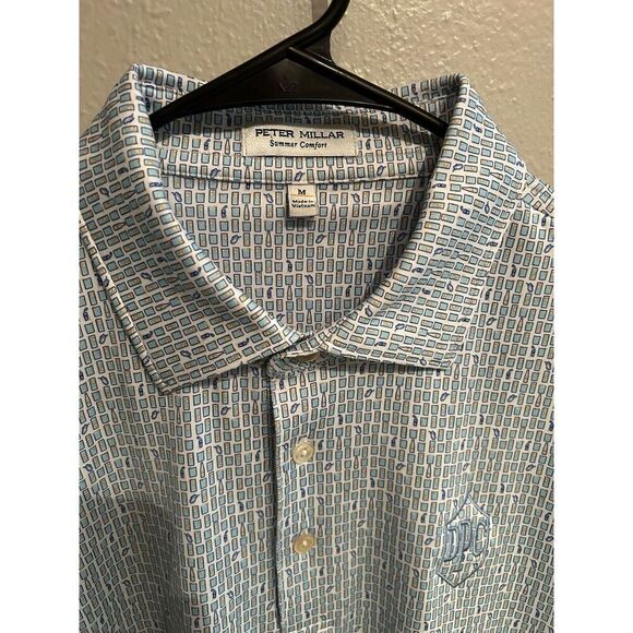 Peter Millar Mens Medium Summer Comfort Cocktail Print Golf Polo Shirt Stretch - Picture 1 of 9